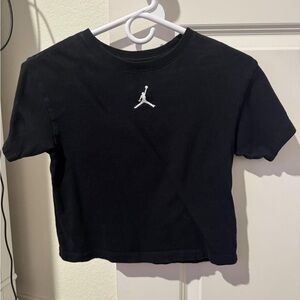 Nike Black Crop Tee with White Jumpman Logo